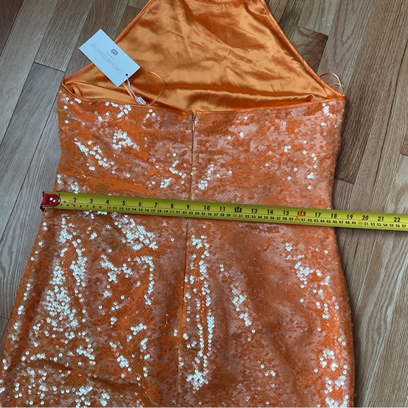 New - Caroline Constas Orange Sequin Halter Party Dress - prom dress - Picture 12 of 15